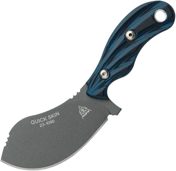 TOPS Knives Quick Skin Black and Blue G10 Gray Tungsten Cerakote 1095HC