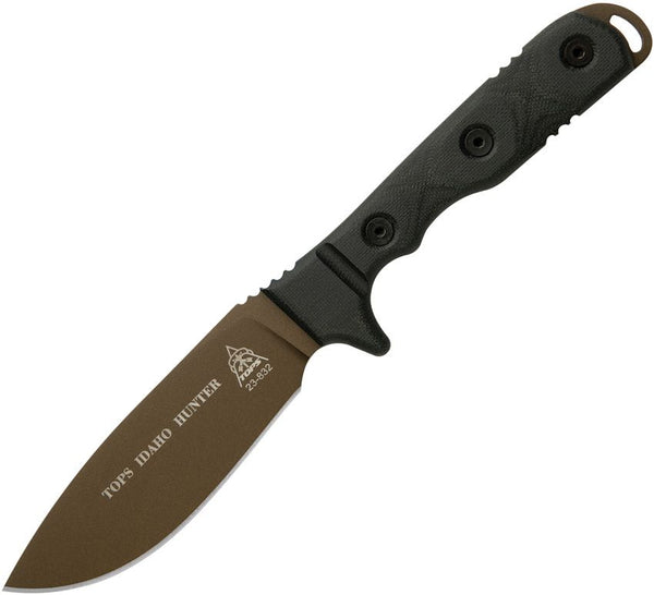 TOPS Knives Idaho Hunter Black Canvas Micarta Midnight Bronze 1095HC