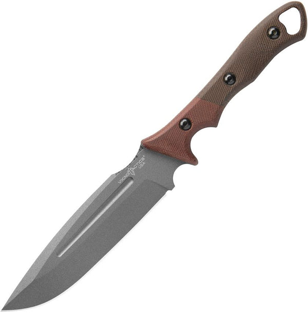 TOPS Knives Viking Tactics Norseman Green and Tan Canvas Micarta Gray Tungsten Cerakote 1095HC