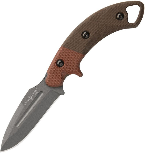 TOPS Knives Viking Tactics Crusader Green and Tan canvas Micarta Gray Tungsten Cerakote 1095HC