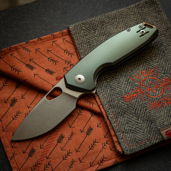 Giant Mouse ACE TRIBECA Liner lock Green Anodized Titanium Stonewashed CPM Magnacut