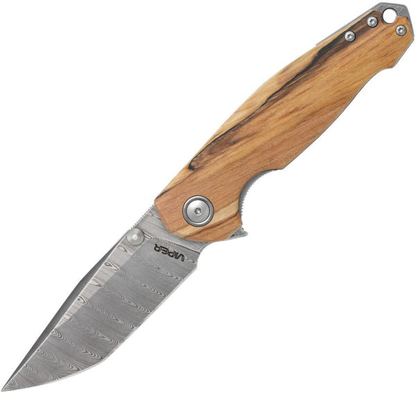 Viper Katla Linerlock Poplar Wood Damascus