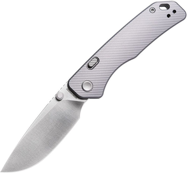 Vosteed Marten Top Linerlock Gray Fluted Aluminum Satin Drop Point 154CM