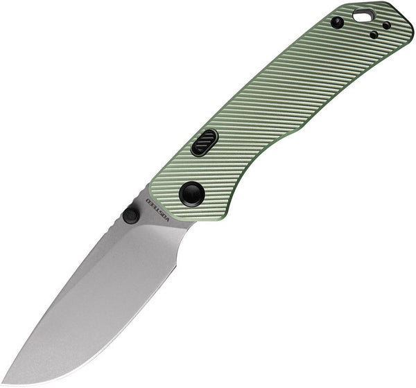 Vosteed Marten Top Linerlock Green Fluted Aluminum Stonewash Drop Point 154CM