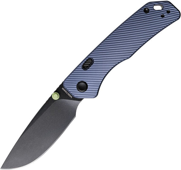 Vosteed Marten Top Linerlock Purple Fluted Aluminum Black Stonewash Drop Point 154CM