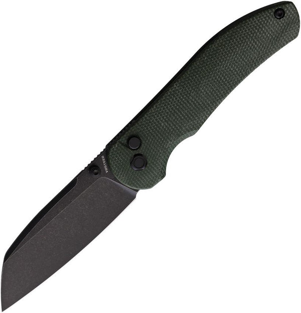 Vosteed Thornton Trek Lock OD Green Micarta Black Stonewash Sheepsfoot 14C28N Sandvik