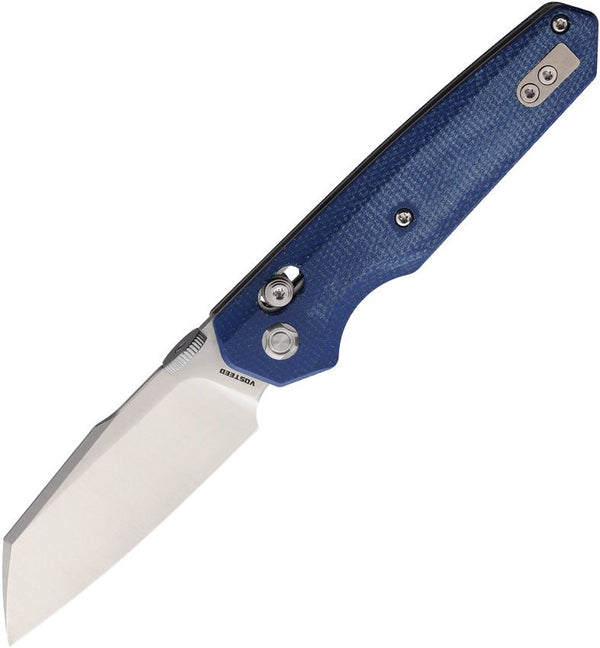 Vosteed Talarurus Crossbar Lock Blue Canvas Micarta Satin Sheepsfoot 14C28N Sandvik