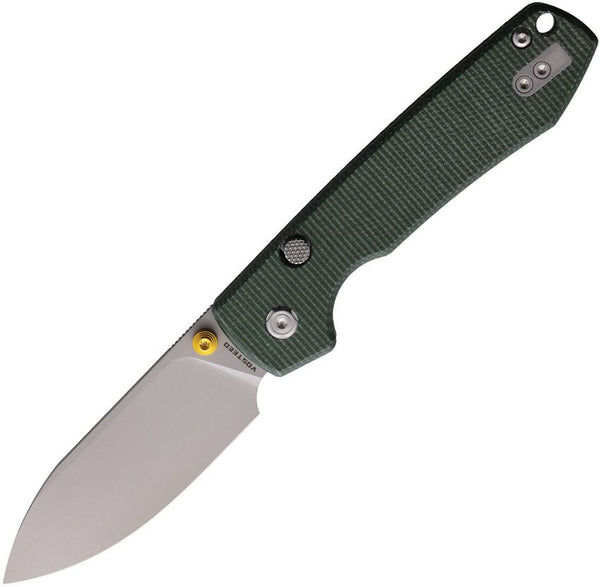 Vosteed Raccoon Top Linerlock Green Canvas Micarta Stonewash 14C28N Sandvik