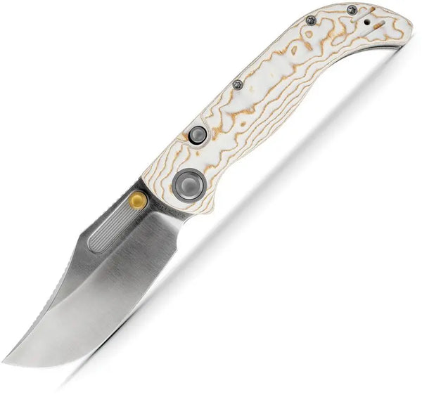 Vosteed Naga Top Linerlock Ivory Drift Bamboo Micarta Satin Clip Point S35VN