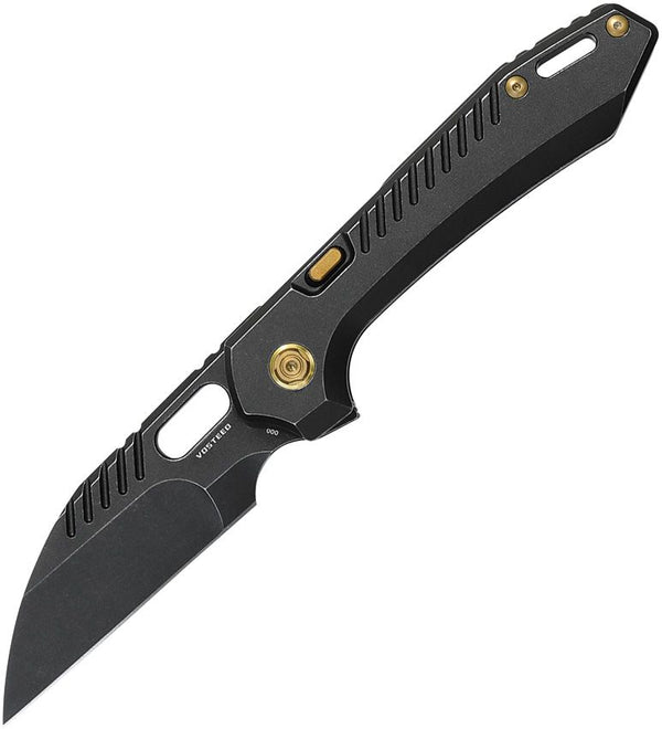 Vosteed RSKAOS Top Linerlock Blackout PVD Titanium Stonewash Wharncliffe Bohler M390