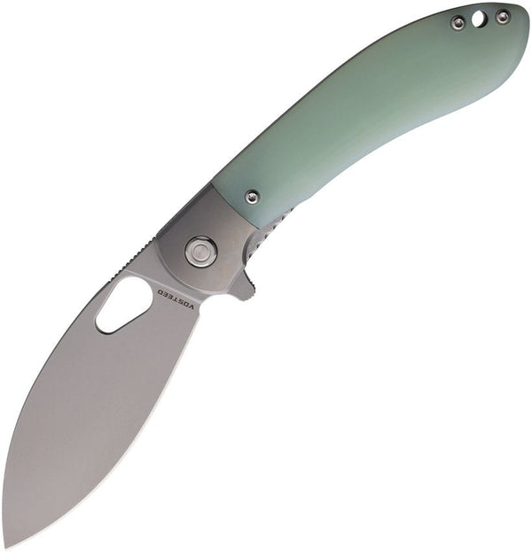 Vosteed Nightshade Linerlock Jade G10 Satin Shilin Cutter Elmax