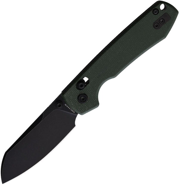 Vosteed Raccoon Crossbar Lock Green Micarta Black Stonewash 14C28N Sandvik