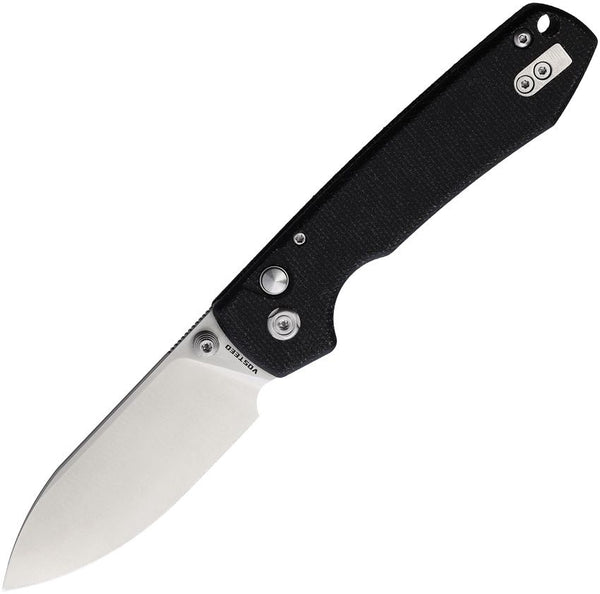 Vosteed Raccoon Button Lock Black Micarta Satin 14C28N Sandvik