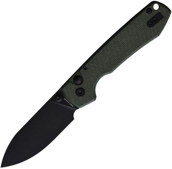 Vosteed Raccoon Button Lock Green Micarta Black Stonewash 14C28N Sandvik