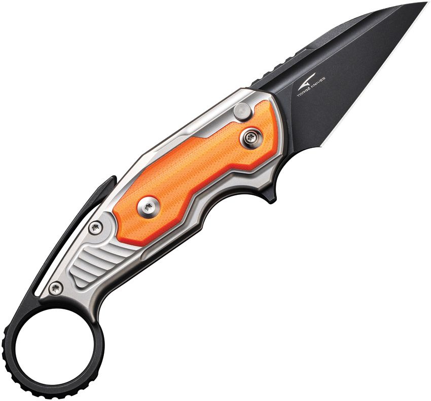 We Knife Co Ltd Yardbird 6AL4V Gray Titanium w Orange G10 Inlay Black Stonewashed Wharncliffe CPM 20CV