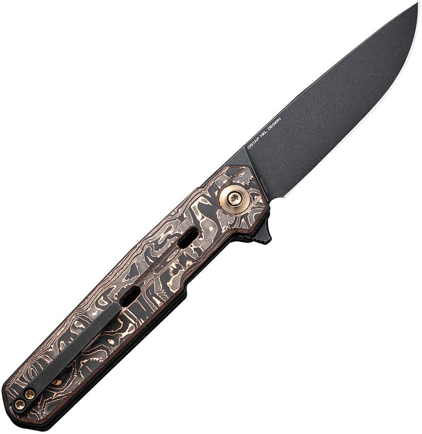 We Knife Co Ltd Navo Linerlock Copper Foil Carbon Fiber Black Stonewash CPM-20CV