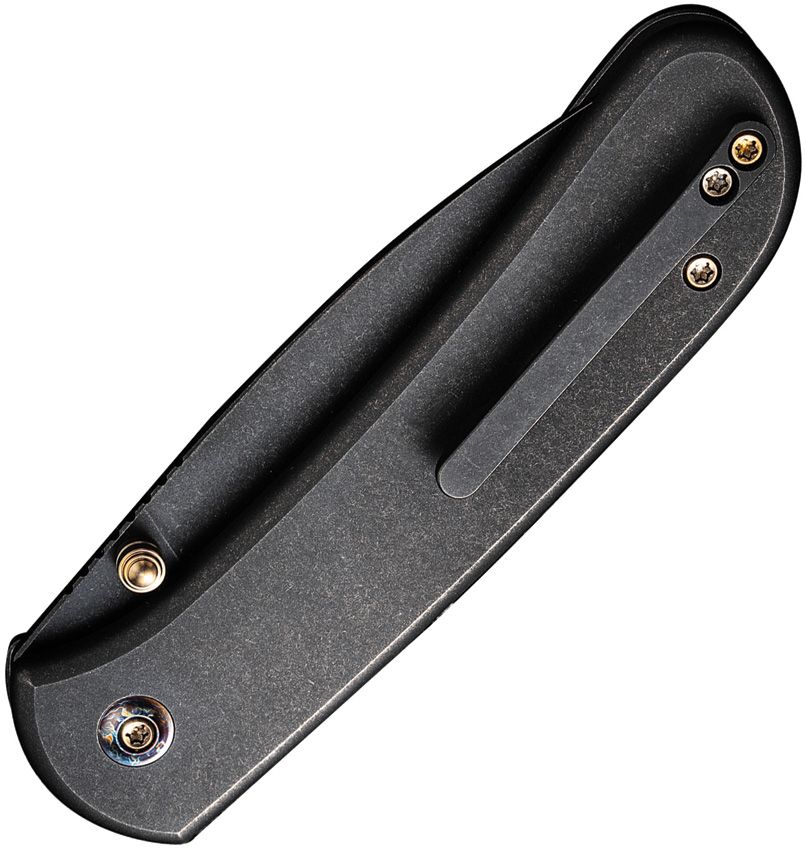 We Knife Co Ltd Qubit Button Lock Black Stonewash Titanium CPM-20CV