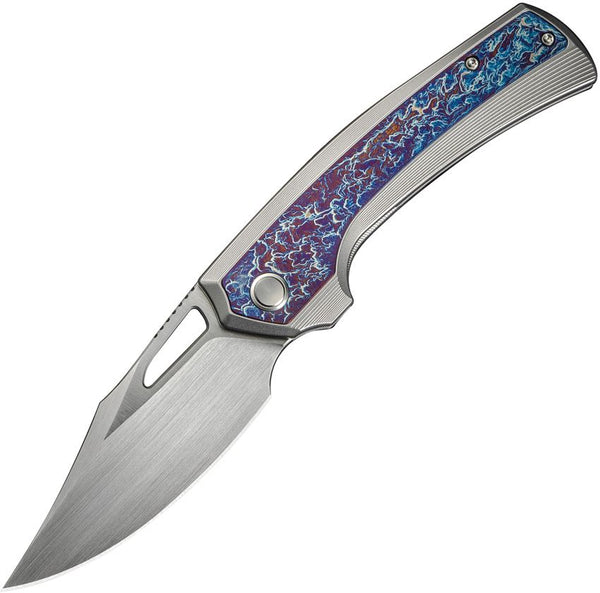 We Knife Co Ltd Nefaris Framelock Polished Bead Blasted Flamed 6AL4V Titanium Hand Rubbed Satin CPM-20CV