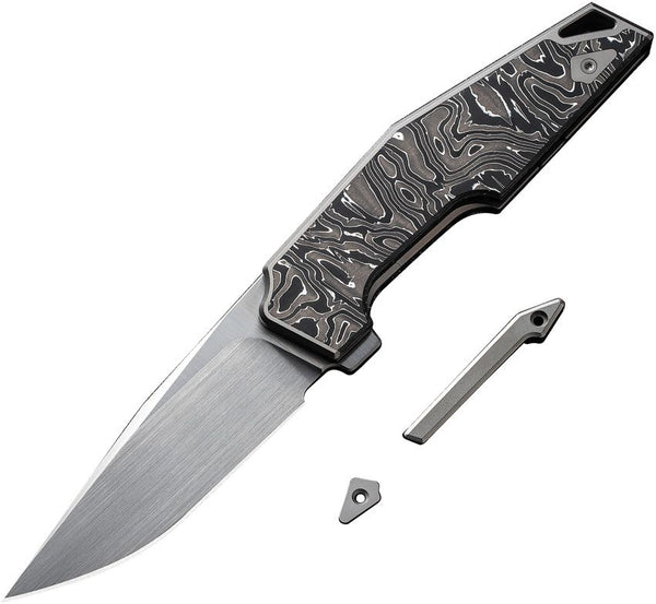 We Knife Co Ltd OAO (One and Only) Framelock  6AL4V Titanium w Aluminum Foil Carbon Fiber Inlay Hand Rubbed Satin Clip Point CPM 20CV