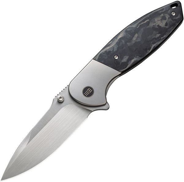 We Knife Co Ltd Nitro OG Framelock Gray Titanium w Marble Carbon Fiber Inlay Satin CPM-20CV