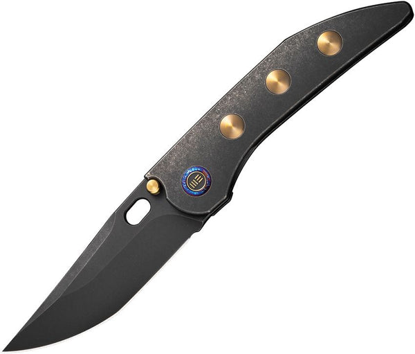 We Knife Co Ltd Attor Framelock Black/Gold 6AL4V Titanium Modified Persian Black Stonewashed CPM 20CV