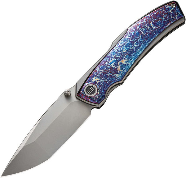 We Knife Co Ltd Swordfin Linerlock Flamed 6AL4V Titanium Silver Bead Blasted Tanto CPM 20CV