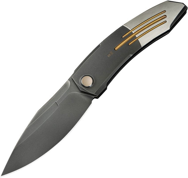 We Knife Co Ltd Sine Wave Nested Linerlock Polished Gray, Golden, Satin 6AL4V Titanium Bohler M390