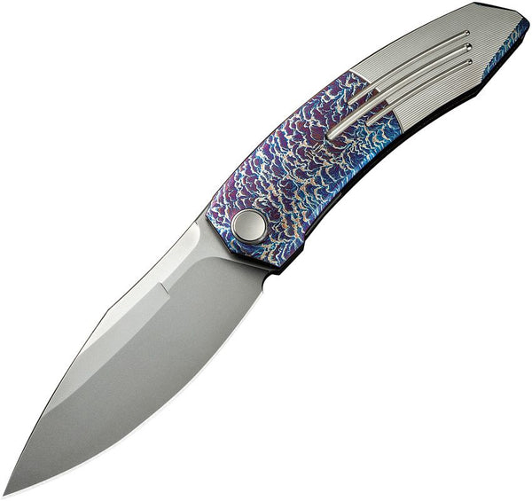 We Knife Co Ltd Sine Wave Nested Linerlock Flamed, Satin 6AL4V Titanium Polished Bead Blasted Bohler M390