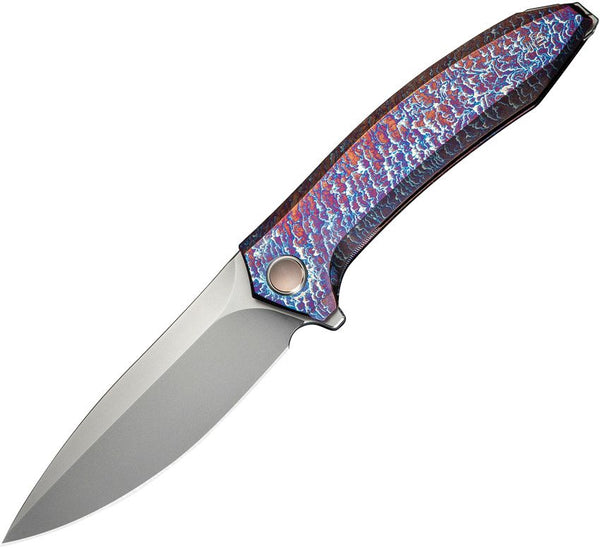 We Knife Co Ltd Acuminal Framelock Flamed 6AL4V Titanium Polished Bead Blasted Drop Point Vanax