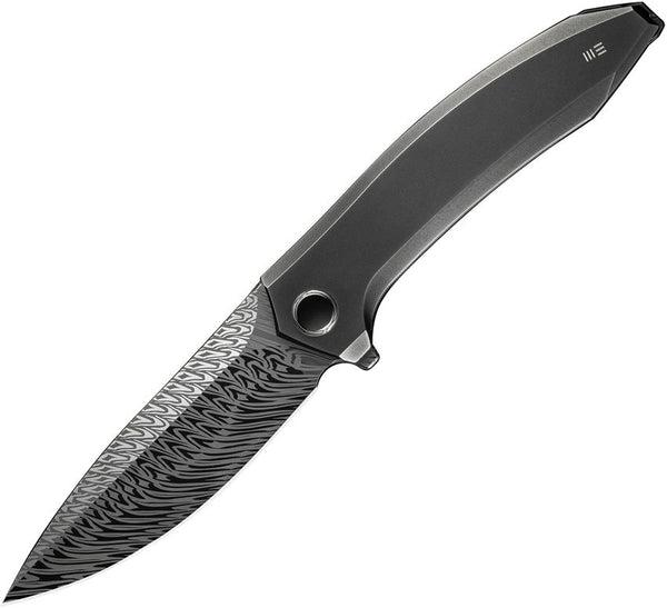 We Knife Co Ltd Acuminal Framelock Polished Gray 6AL4V Titanium Drop point Damasteel (Fafnir)