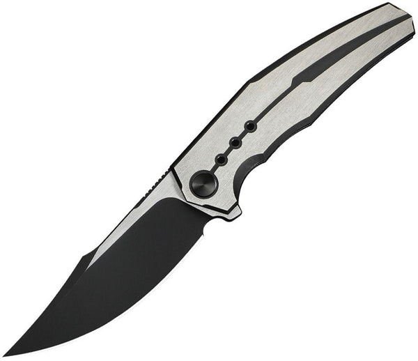 We Knife Co Ltd Kyklos Framelock Satin, Black 6AL4V Titanium Two Tone Clip Point Bohler M390