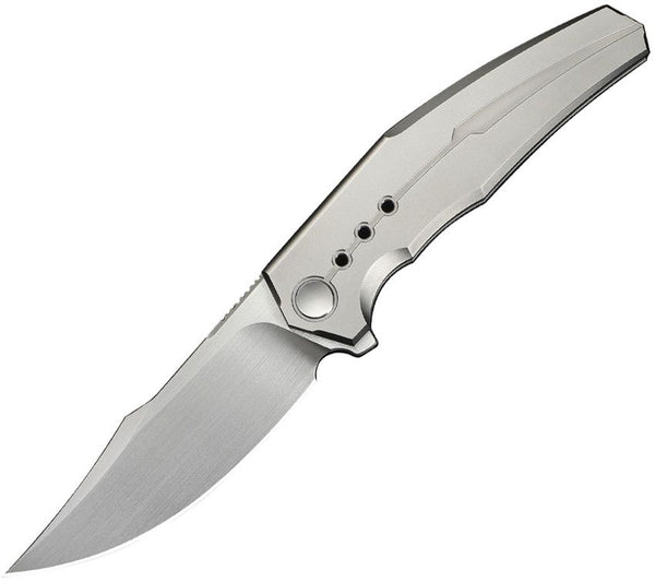 We Knife Co Ltd Kyklos Framelock Gray 6AL4V Titanium  Hand Rubbed Satin Clip Point Bohler M390