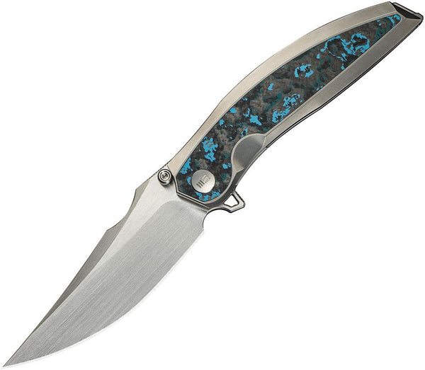 We Knife Co Ltd Quinseris Nested Frame Lock 6AL4V Titanium w Arctic Storm Fat CF Inlay Hand Rubbed Satin Bohler M390