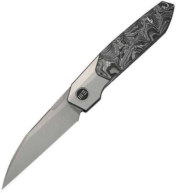 We Knife Co Ltd Brr15 Bolster Lock 6AL4V Titanium With Aluminum Foil Carbon Fiber Inlay Stonewashed Wharncliffe Bohler M390