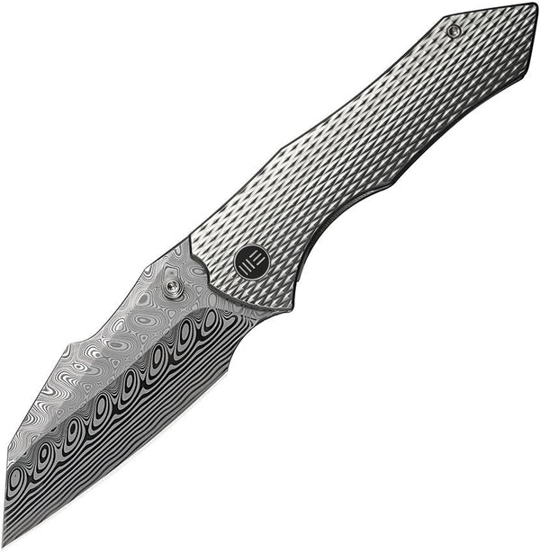 We Knife Co Ltd High-Fin XL Framelock Satin Polished 6AL4V Titanium Reverse Tanto Damasteel (Hakkapella)
