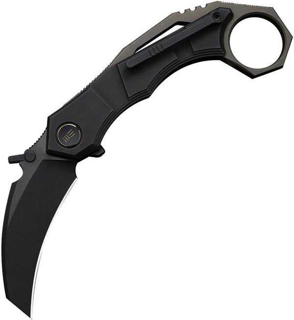 We Knife Co Ltd Tayra Framelock BSW 6AL4V Titanium Black Brushed Flats Hawkbill Bohler M390