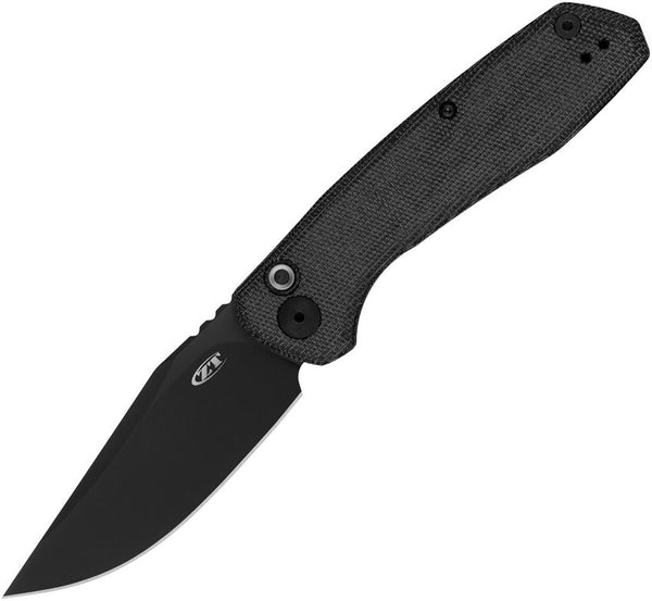 Zero Tolerance Auto 0512 Button Lock Blackout Canvas Micarta w Titanium Back Cerakote CPM Cru-Wear