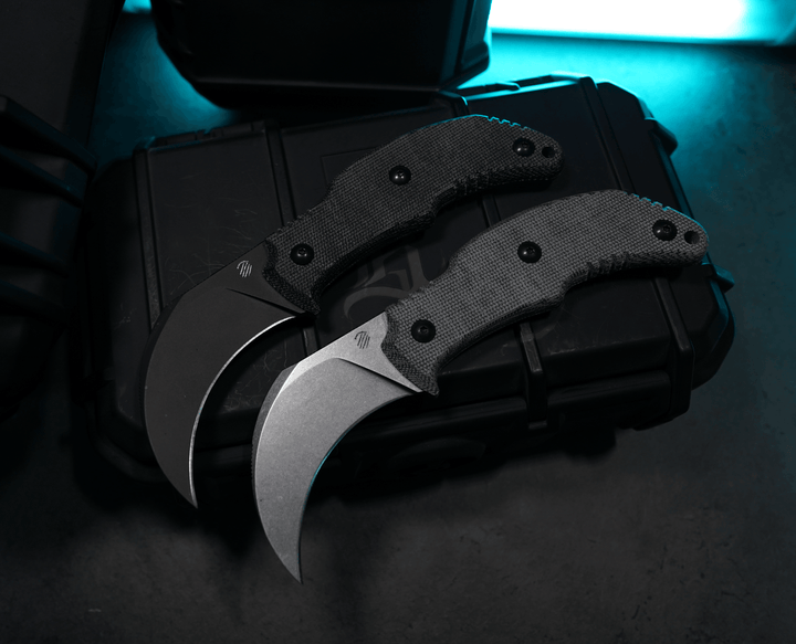 Bastinelli Creations The Primal Fixed Blade Black Micarta PVD Coated Hawkbill N690 - Knives.mx