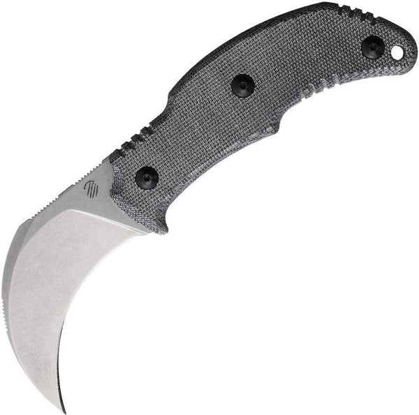 Bastinelli Creations The Primal Fixed Blade Black Micarta Stonewash Hawkbill N690 - Knives.mx