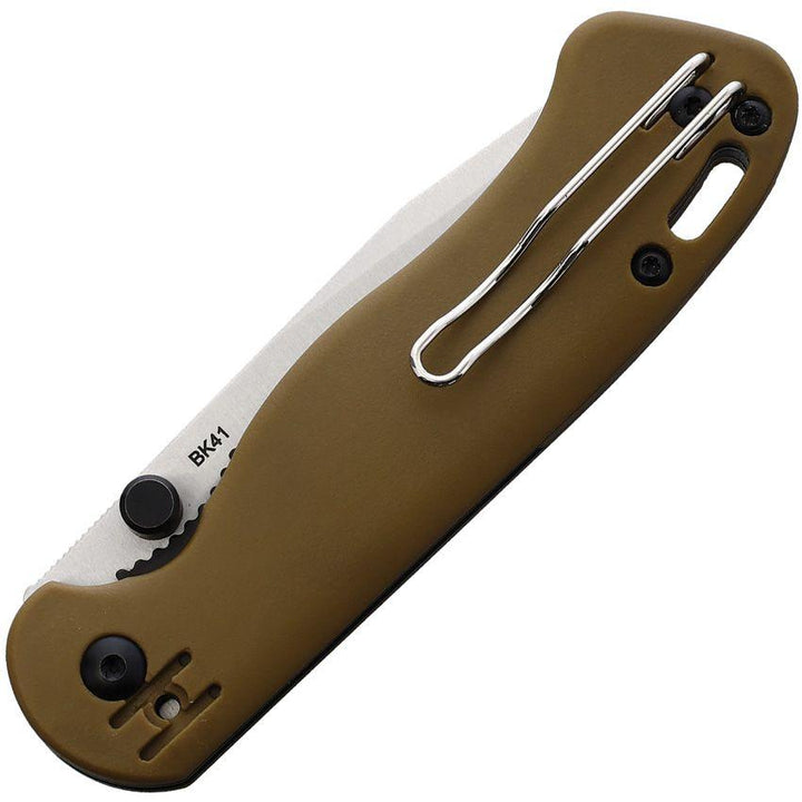 Becker Becker Mini Linerlock Tan GFN Satin Drop Point D2 - Knives.mx