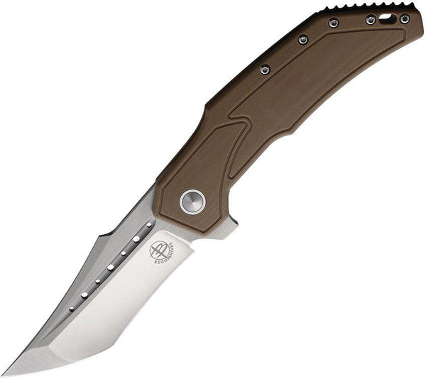 Begg Knives Astio Framelock Tan G10 Satin Tanto D2 - Knives.mx