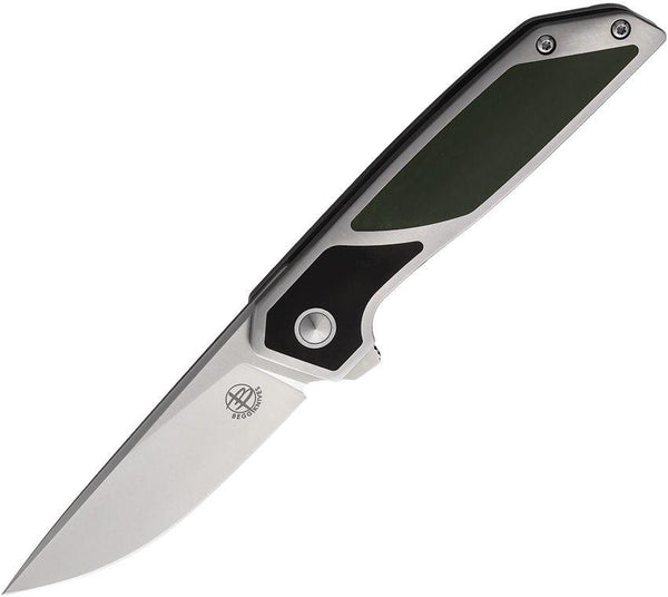 Begg Knives Diamici Linerlock Stainless w Black & Green G10 Inlay Satin D2 - Knives.mx