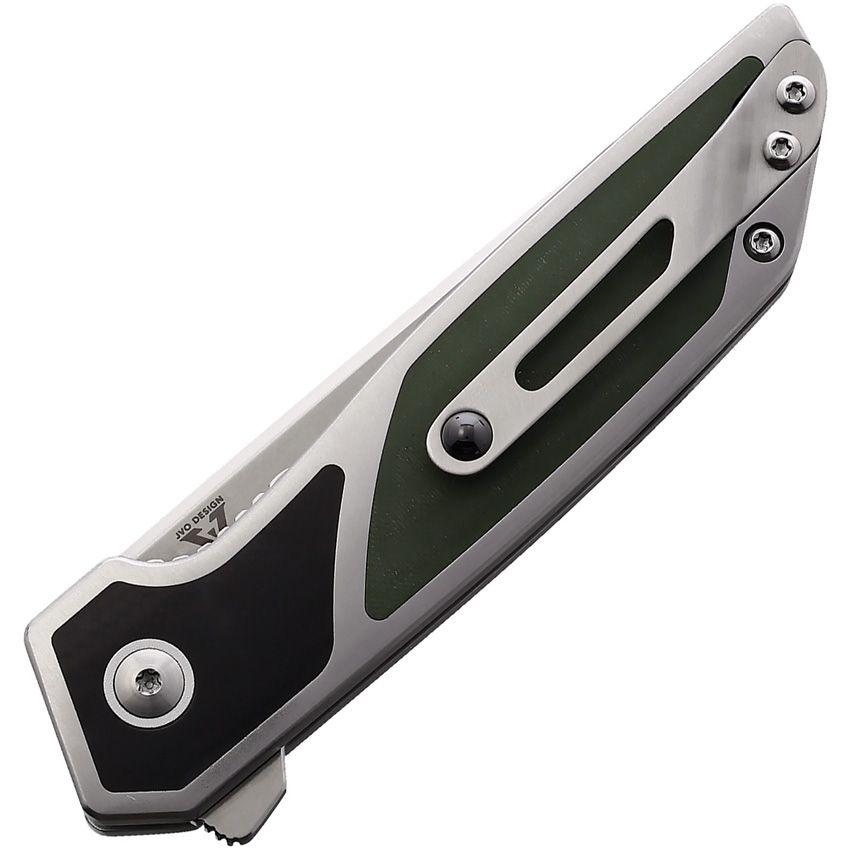 Begg Knives Diamici Linerlock Stainless w Black & Green G10 Inlay Satin D2 - Knives.mx