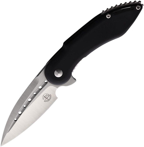 Begg Knives Mini Glimpse Linerlock Black Smooth G10 Satin D2 - Knives.mx