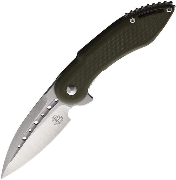 Begg Knives Mini Glimpse Linerlock OD Green G10 Satin D2 - Knives.mx