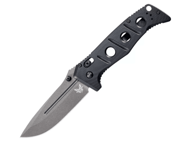 Benchmade Adamas Black G10 Tungsten Grey Plain Drop Point CPM-CruWear® - Knives.mx