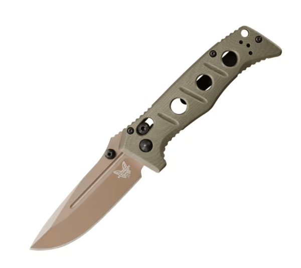 Benchmade Adamas Olive Drab G10 Flat Earth Plain Drop Point CPM-CruWear® - Knives.mx