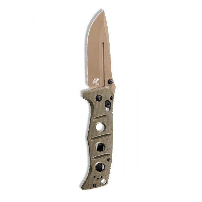 Benchmade Adamas Olive Drab G10 Flat Earth Plain Drop Point CPM-CruWear® - Knives.mx