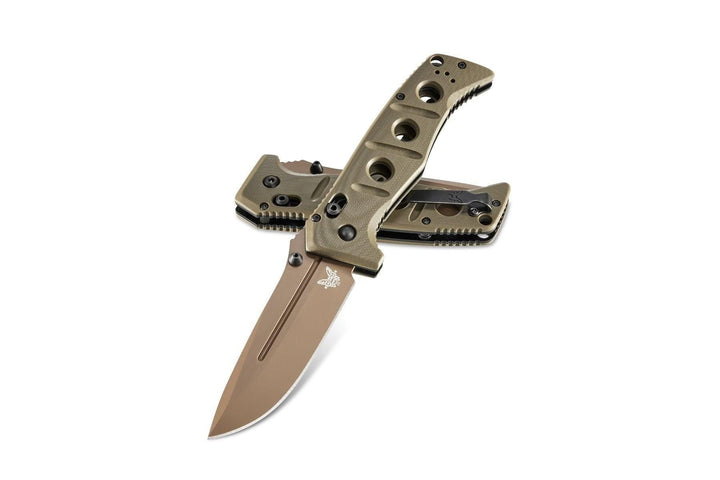 Benchmade Adamas Olive Drab G10 Flat Earth Plain Drop Point CPM-CruWear® - Knives.mx