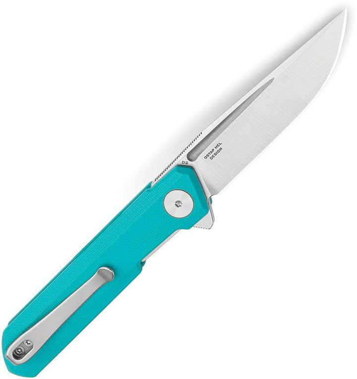 Bestech Knives Mini Dundee Linerlock Teal G10 Stonewash & Satin D2 - Knives.mx